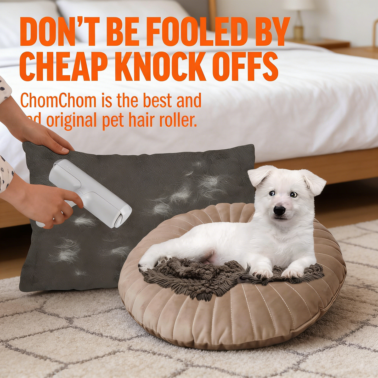 Reusable Pet Hair Remover, Effortlessly Lifts Cat & Dog Hair from Furniture, Carpet & Car, Portable & Eco-Friendly