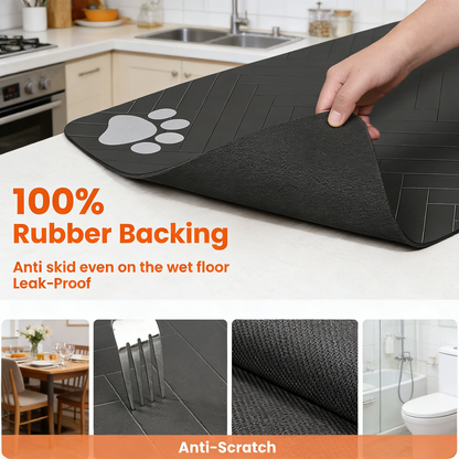 Pet Placemat for Dogs & Cats, Quick-Dry & Easy Clean, Waterproof Back Prevents Leaks