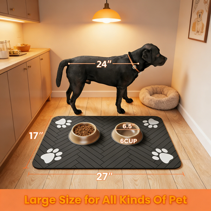 Pet Placemat for Dogs & Cats, Quick-Dry & Easy Clean, Waterproof Back Prevents Leaks