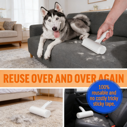 Reusable Pet Hair Remover, Effortlessly Lifts Cat & Dog Hair from Furniture, Carpet & Car, Portable & Eco-Friendly