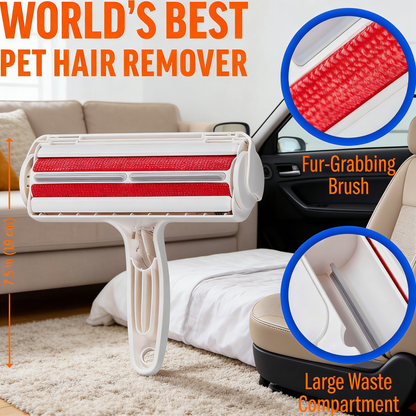 Reusable Pet Hair Remover, Effortlessly Lifts Cat & Dog Hair from Furniture, Carpet & Car, Portable & Eco-Friendly