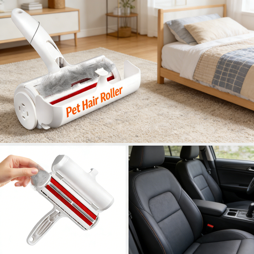 Reusable Pet Hair Remover, Effortlessly Lifts Cat & Dog Hair from Furniture, Carpet & Car, Portable & Eco-Friendly