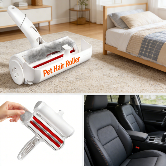 Reusable Pet Hair Remover, Effortlessly Lifts Cat & Dog Hair from Furniture, Carpet & Car, Portable & Eco-Friendly