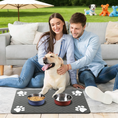 Pet Placemat for Dogs & Cats, Quick-Dry & Easy Clean, Waterproof Back Prevents Leaks