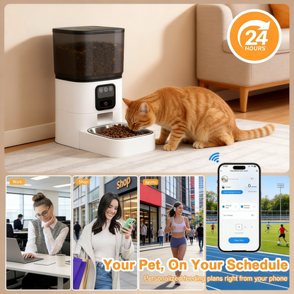 Camera Pet Feeder, 1080P Night Vision & 2-Way Audio, 6L & WiFi Control