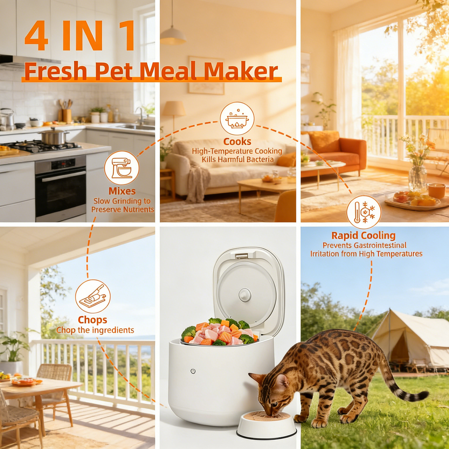 Pet Food Maker, All-in-One Chopping, Slow-Cooking & Mixing, Quiet & Easy Clean