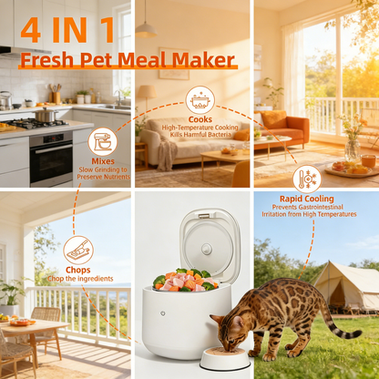 Pet Food Maker, All-in-One Chopping, Slow-Cooking & Mixing, Quiet & Easy Clean